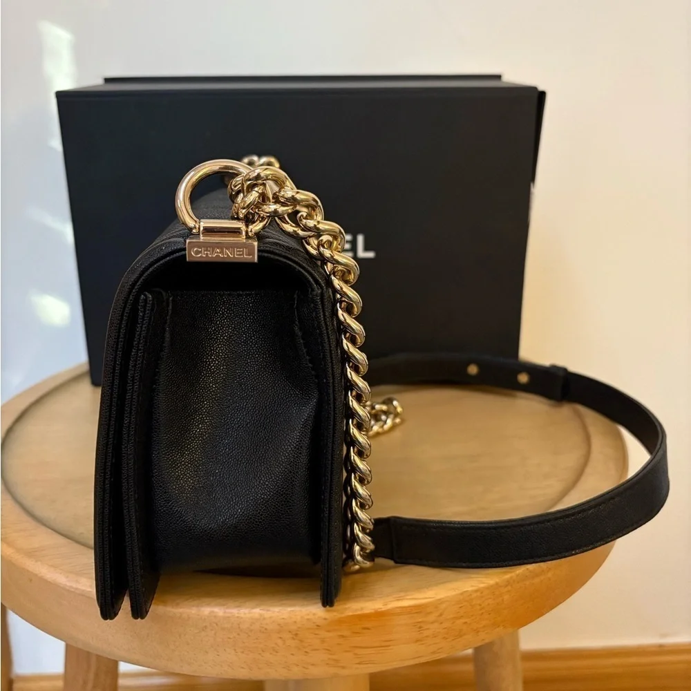 Chanel Caviar Chevron Medium Boy Bag